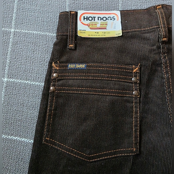 Vtg 70s Deadstock Hot Dogs Corduroy Flare Pants 28 x 34 - Picture 9 of 11
